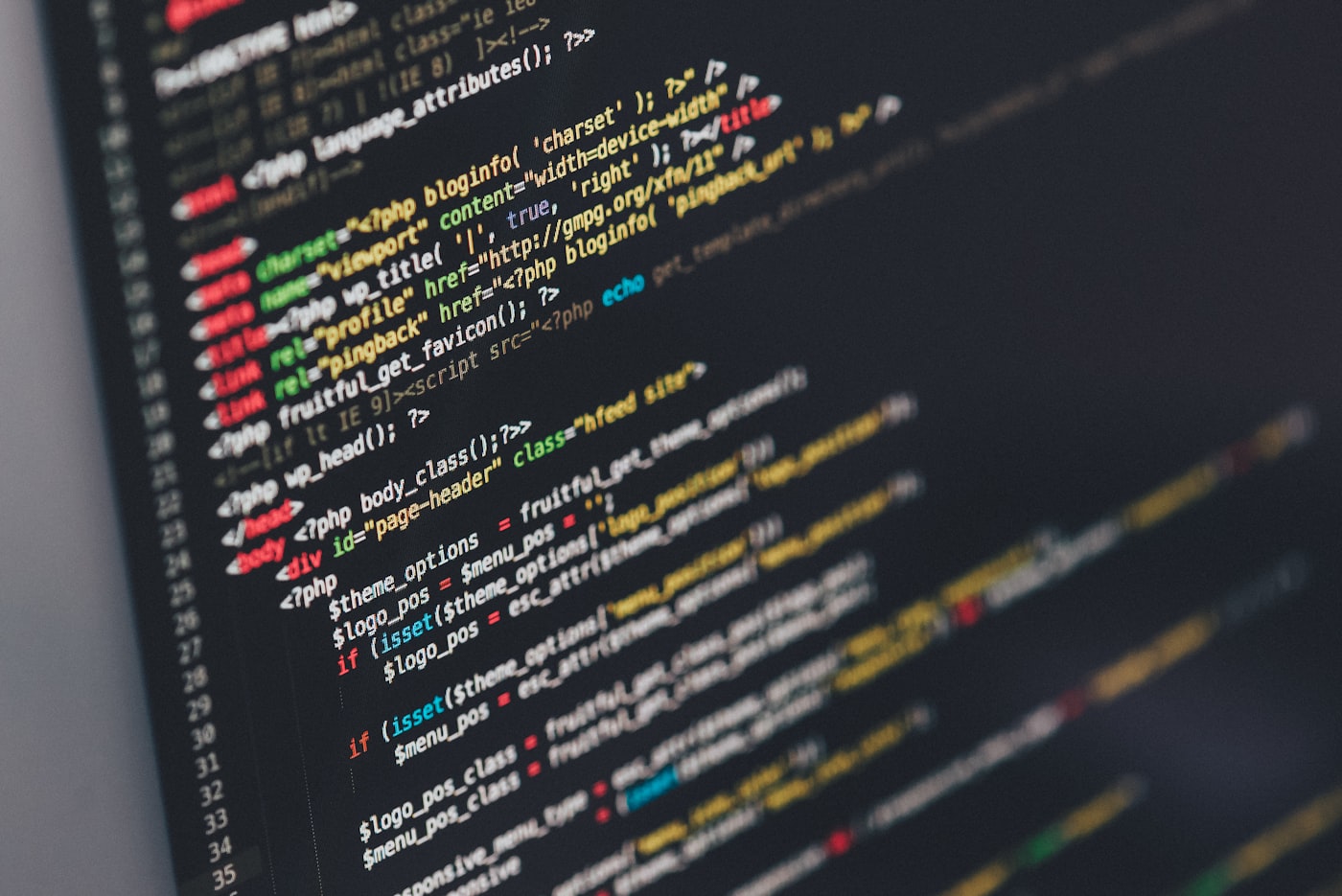 Source code on screen